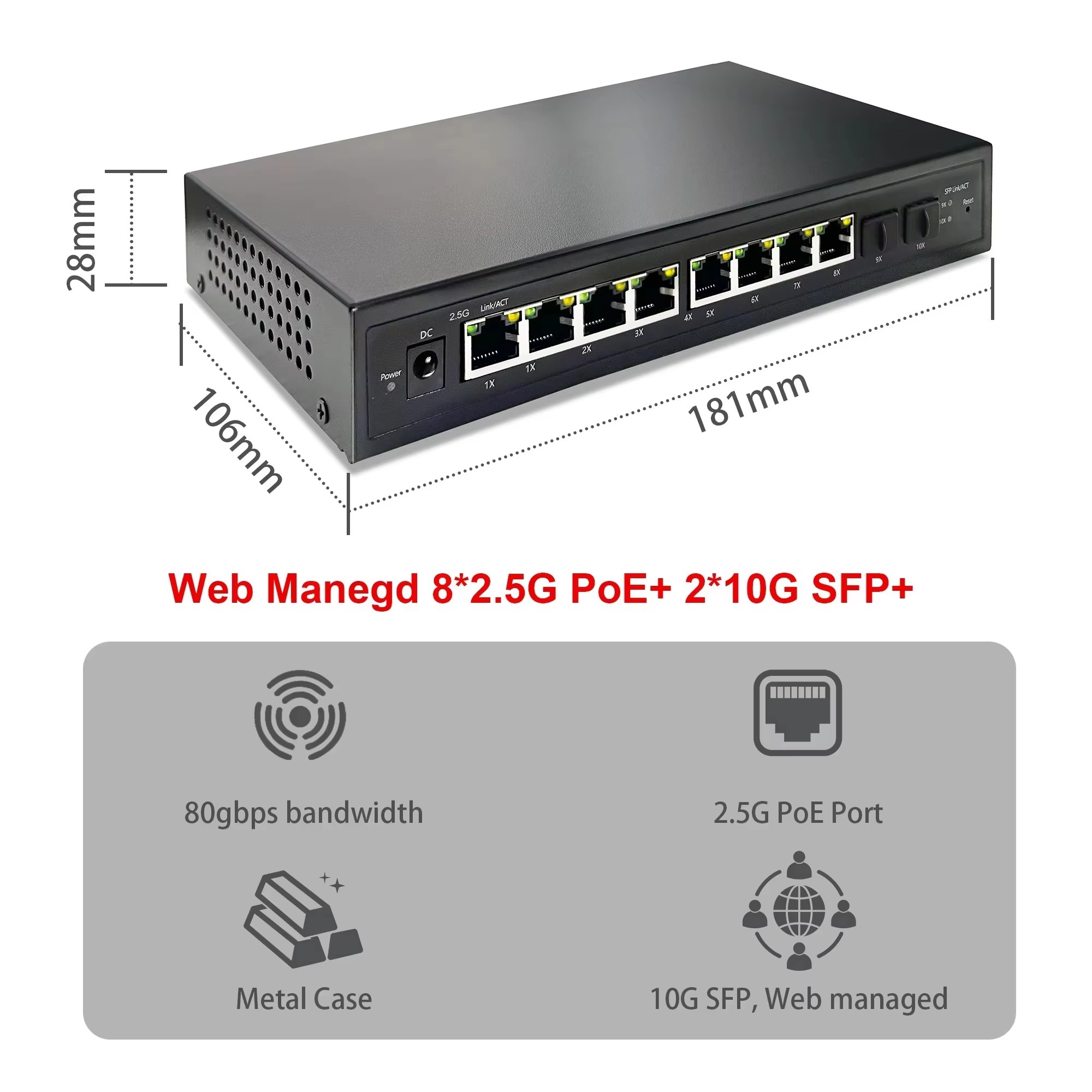 Switch PoE gerenciado via web, - Sfp+ 10G Managed Switch 8 Port avaliação e preço